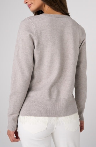 Liverpool Los Angeles vneck long sleeve sweater w lace