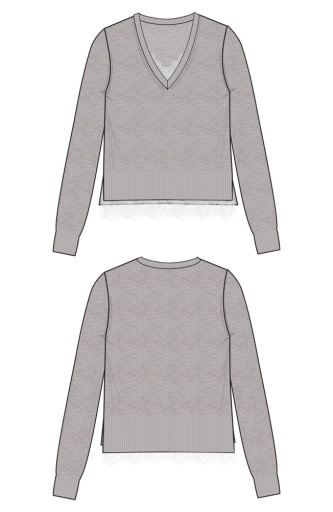 Liverpool Los Angeles vneck long sleeve sweater w lace