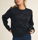 Jodifl Black Long Sleeves Rib Knit Sweater Top