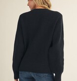 Jodifl Black Long Sleeves Rib Knit Sweater Top