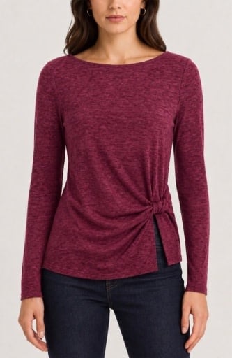 Liverpool Los Angeles long sleeve boat neck knit top w/ twist detail