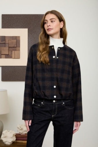 Navy & Brown Plaid Jacket