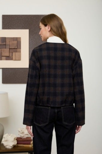 Navy & Brown Plaid Jacket
