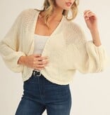Jodifl Cream Drop Shoulder Knit Sweater Open Cardigan 100% Cotton