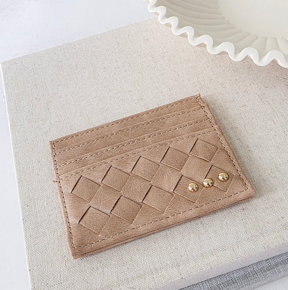 Taupe Mariah Woven Small Card Holder Wallet