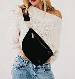 Suede Black Westlyn Woven Bum Bag