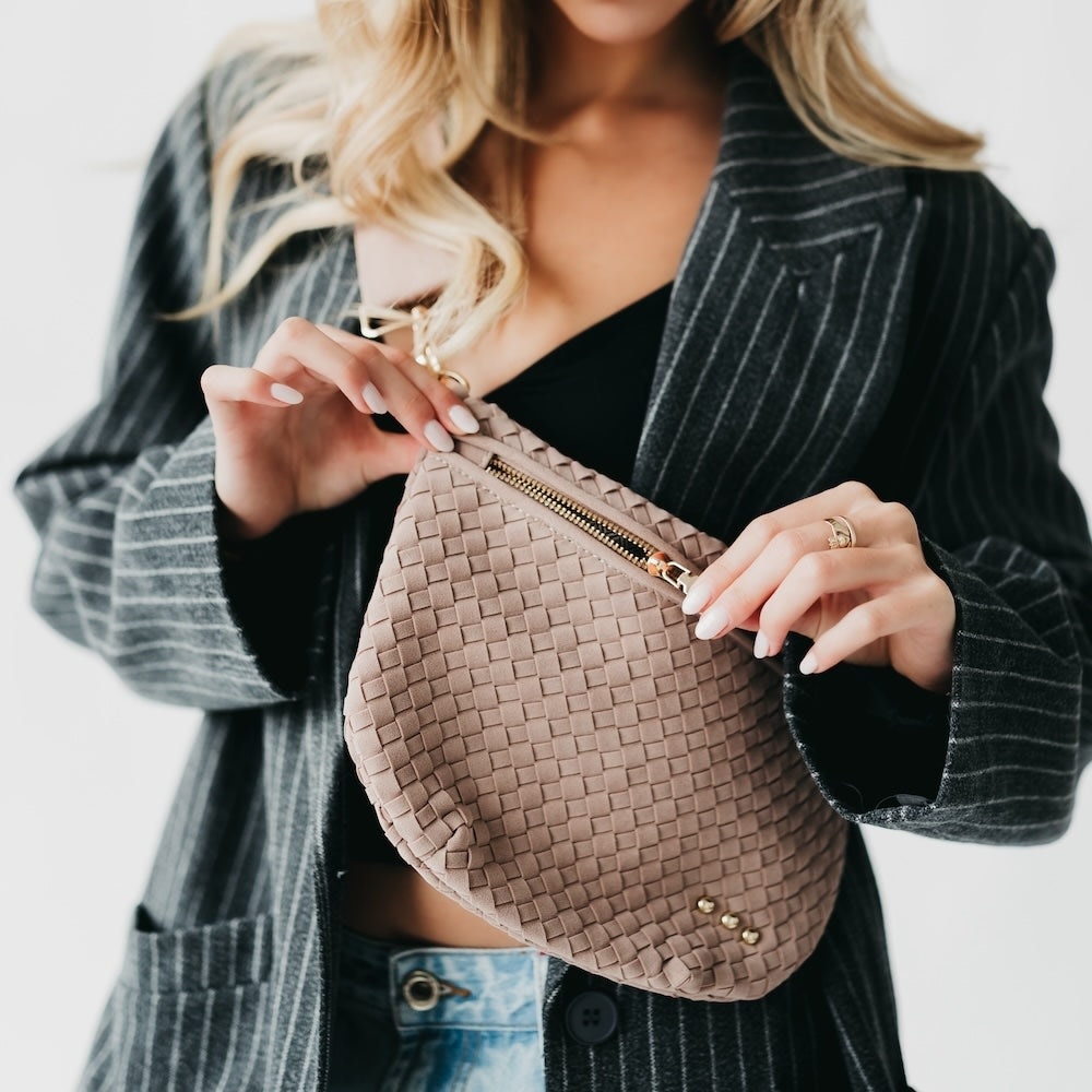 Suede Taupe Westlyn Woven Bum Bag