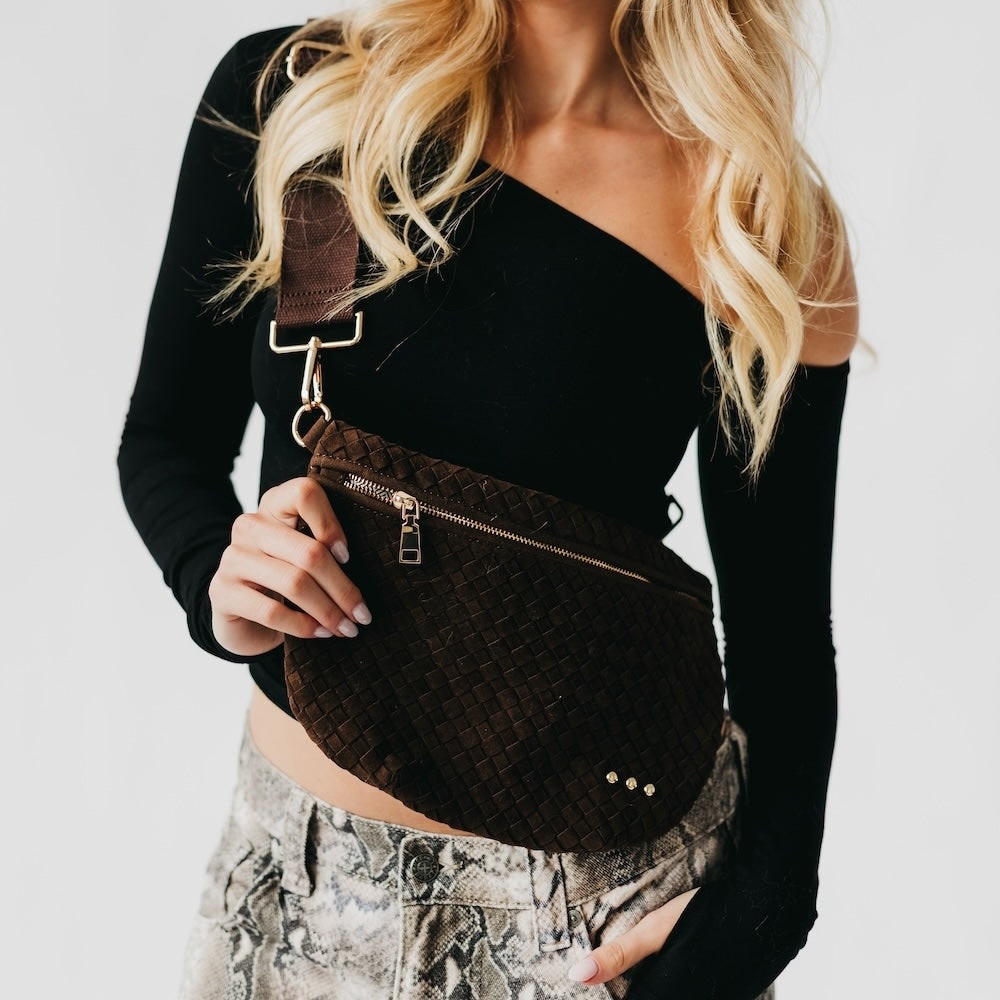 Suede Chocolate Westlyn Woven Bum Bag