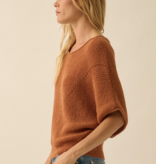 Sunburn Short-Sleeve Pointelle Ribbed Knit Sweater