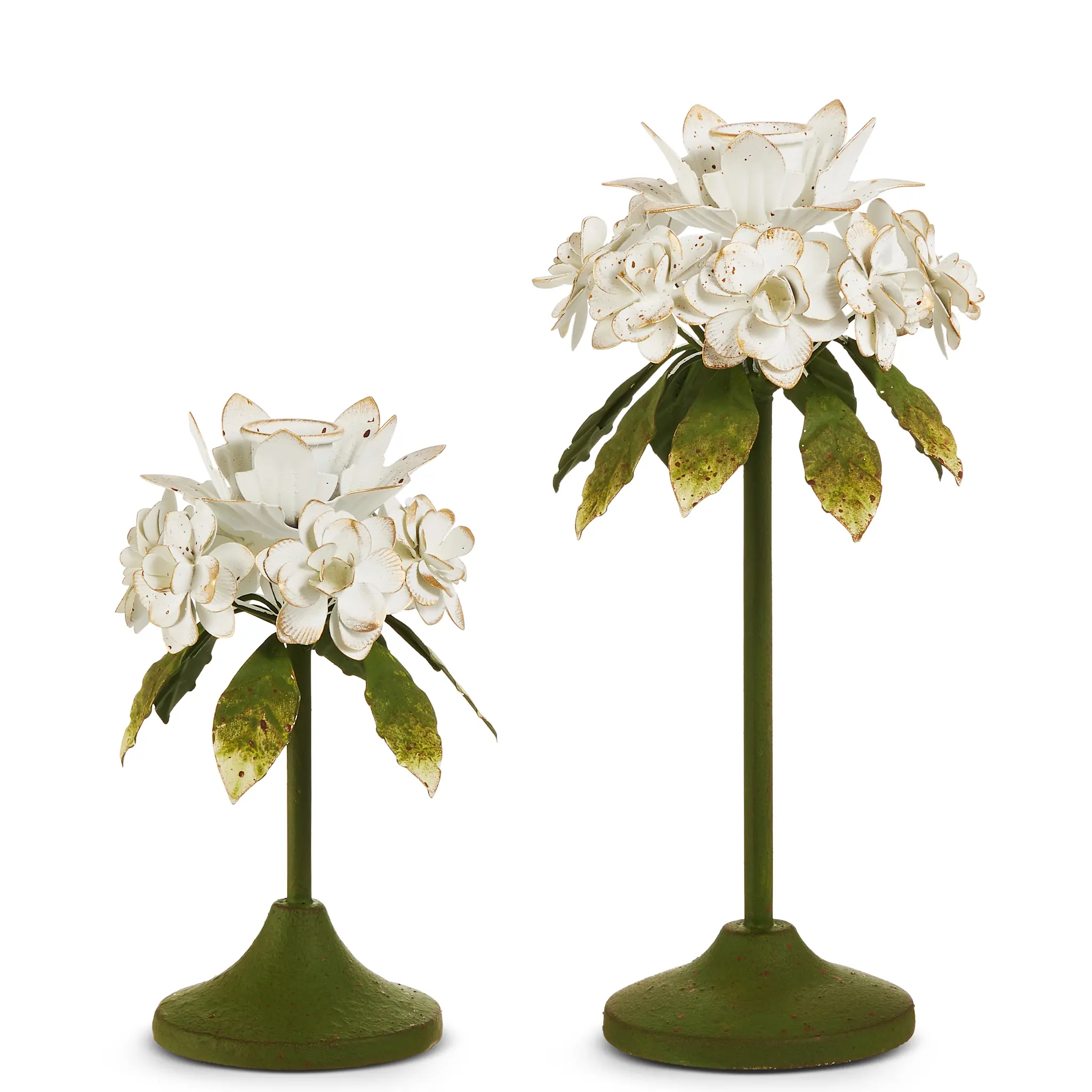 FLEURISH Small White Floral Candlestick