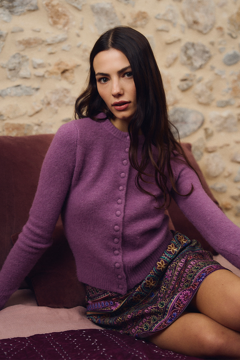Molly Bracken Eggplant Button Down Cardigan