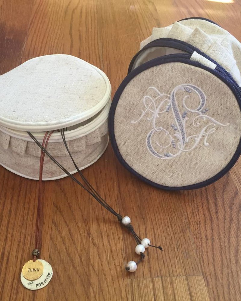 Main Street Collections Linen Jewelry Case - Round