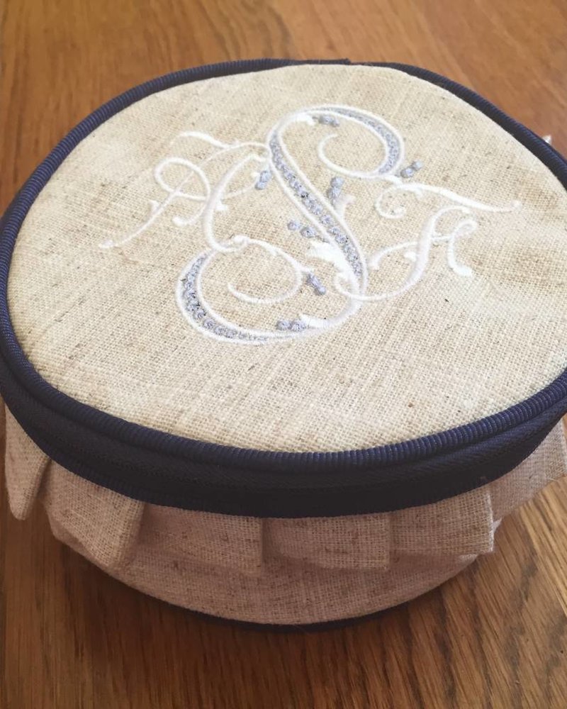 Main Street Collections Linen Jewelry Case - Round