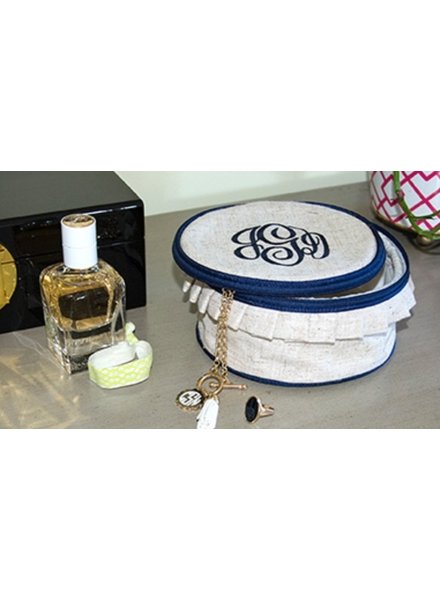 Main Street Collections Linen Jewelry Case - Round