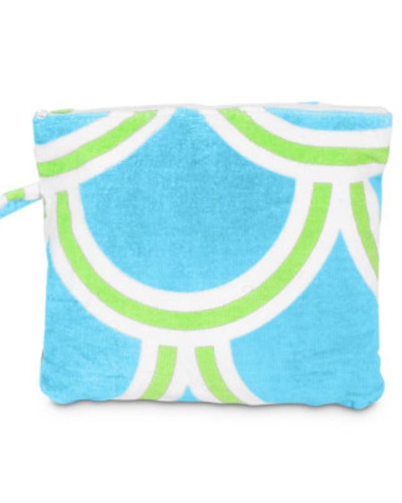 The Buckhead Betties Harbor bae turq/green terry ditty bag