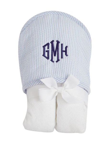 Seersucker Trimmed Hooded Towel Wrap
