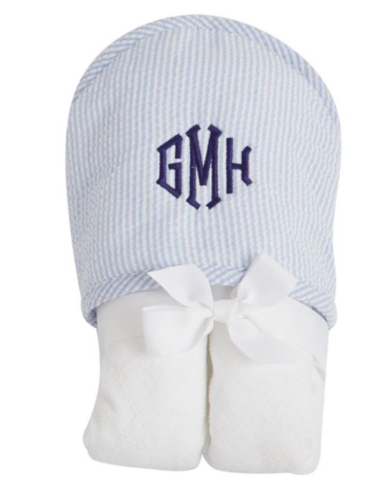 Seersucker Trimmed Hooded Towel Wrap