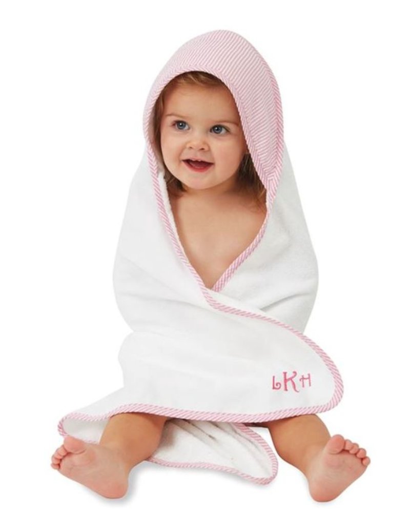 Seersucker Trimmed Hooded Towel Wrap