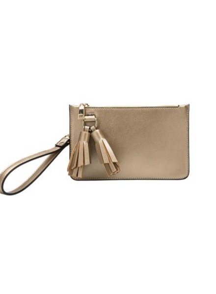 Farah Gold Wristelet with Tassel