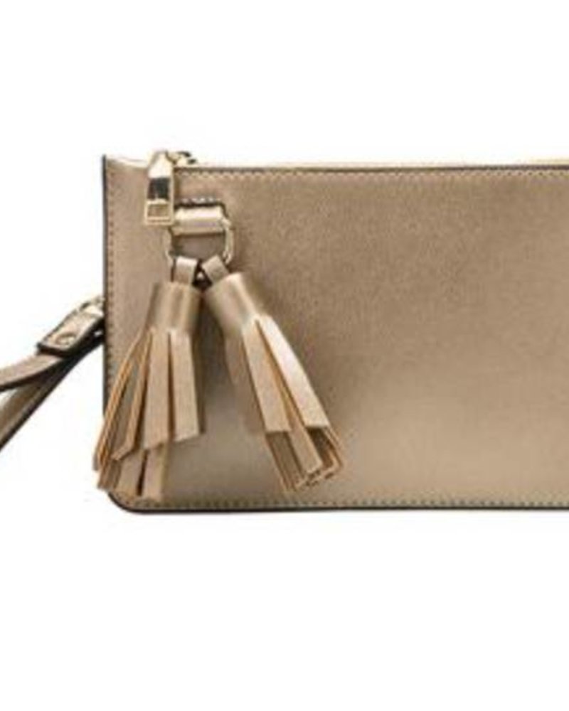 Farah Gold Wristelet with Tassel