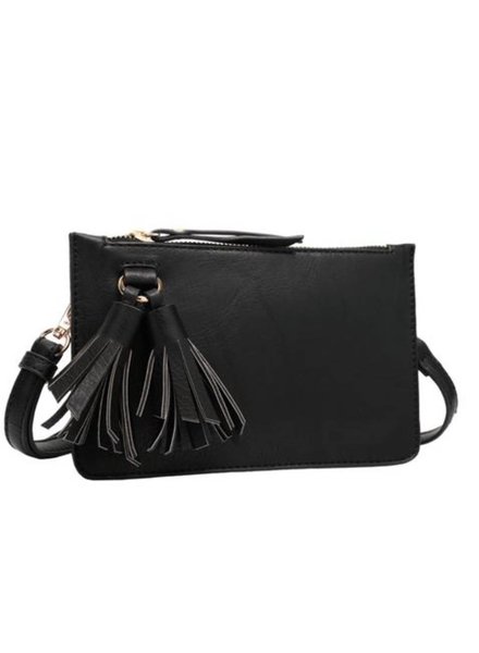 Farah Black Wristlet with Tassel