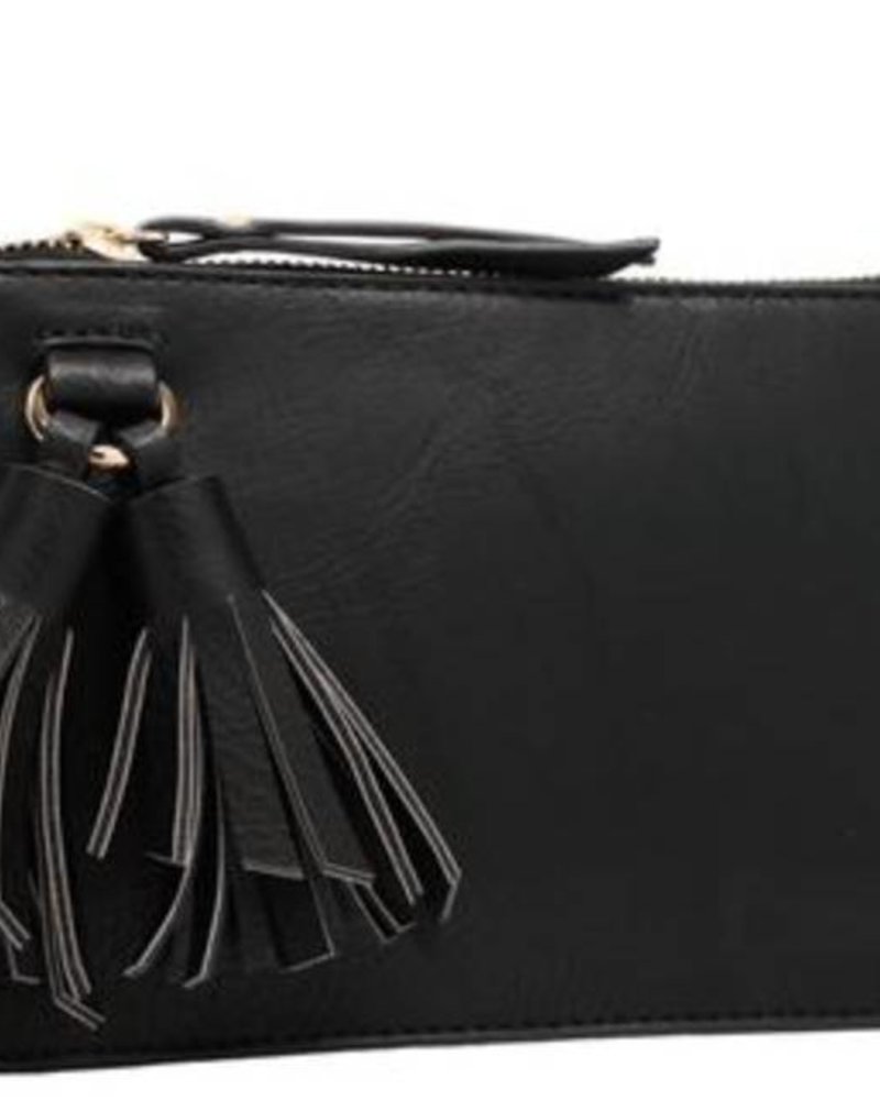 Farah Black Wristlet with Tassel