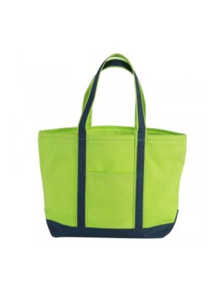Canvas Boat Tote Lime Green/Navy