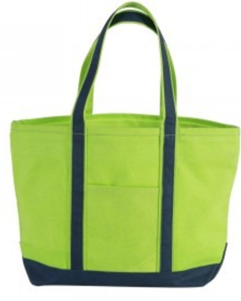 Canvas Boat Tote Lime Green/Navy