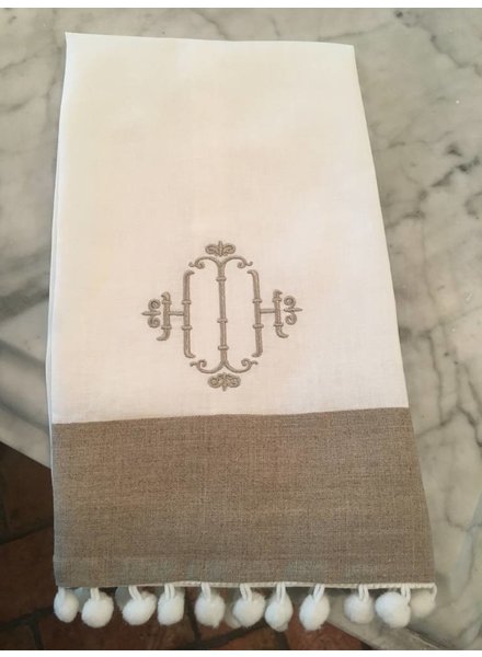 Pom Pom Trimmed Linen Hand Towel