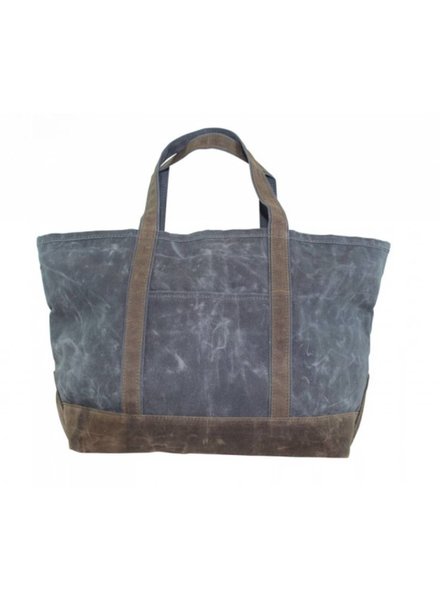 Large Waxed Canvas Boat Tote Olive with Khaki Trim