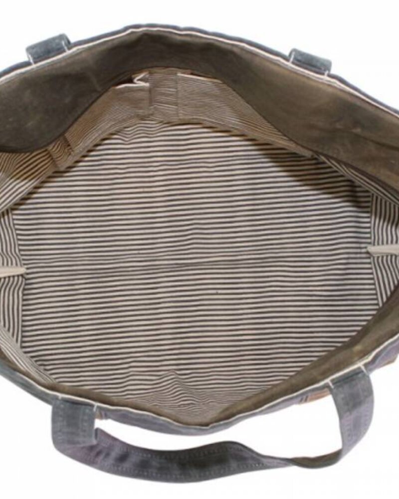 Large Waxed Canvas Boat Tote Olive with Khaki Trim