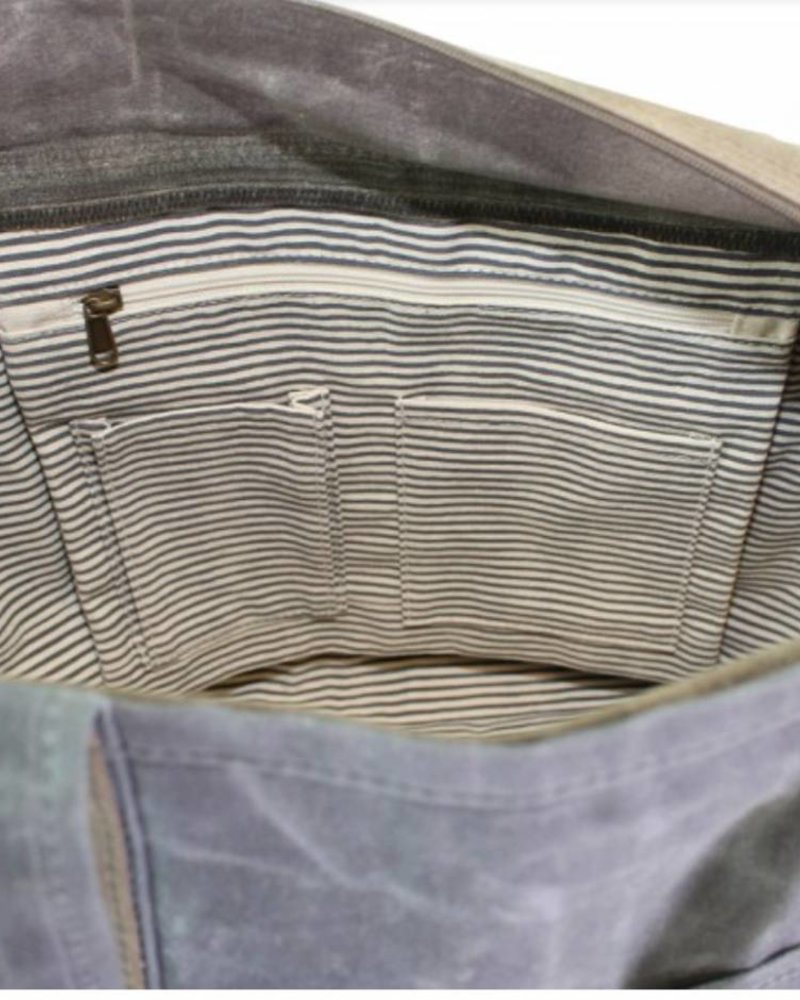 Large Waxed Canvas Boat Tote Olive with Khaki Trim