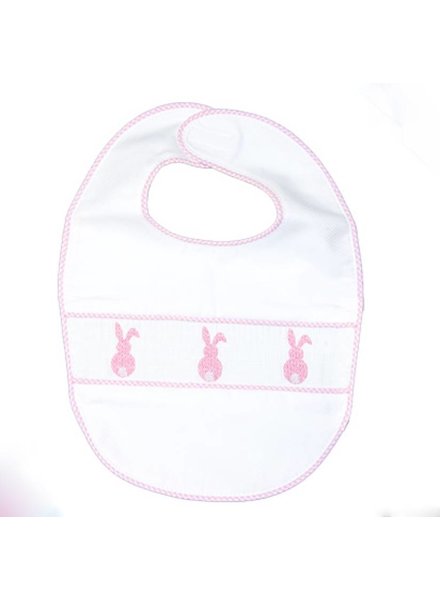Pink Bunny Smocked Burp Cloth
