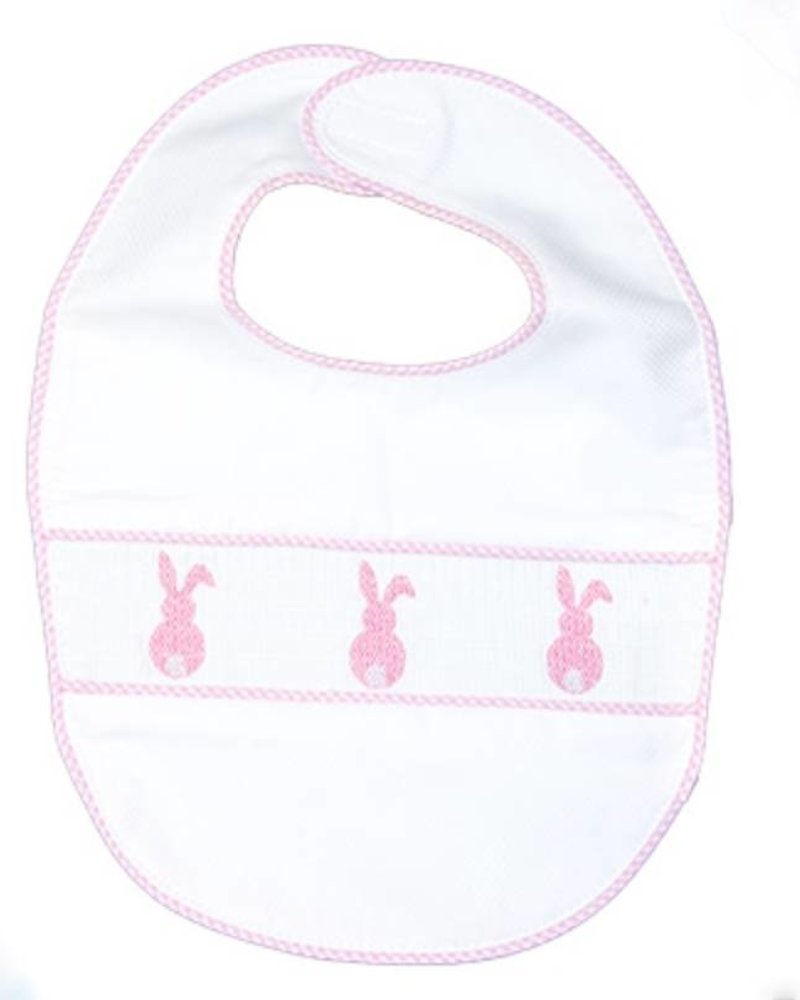 Pink Bunny Smocked Burp Cloth