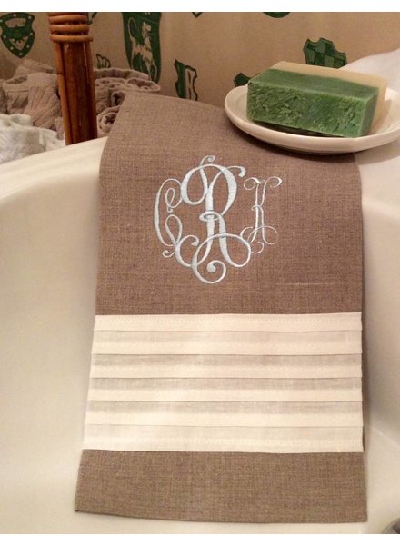 Saro Home GOods Pleated Linen Hand Towel