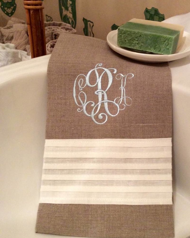Saro Home GOods Pleated Linen Hand Towel