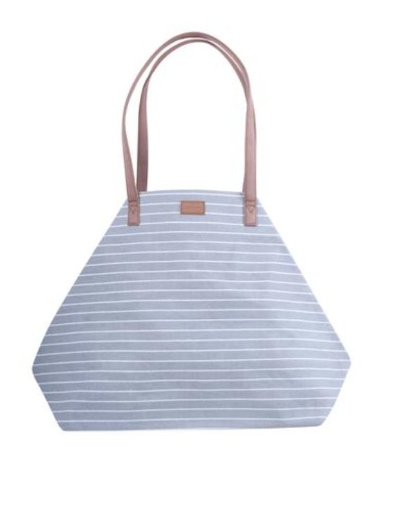 Color Dunes Grey and White Striped Lucky Tote