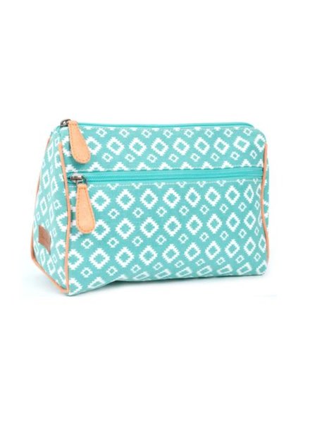Color Dunes Teal  Aztec Canvas Make-up Bag
