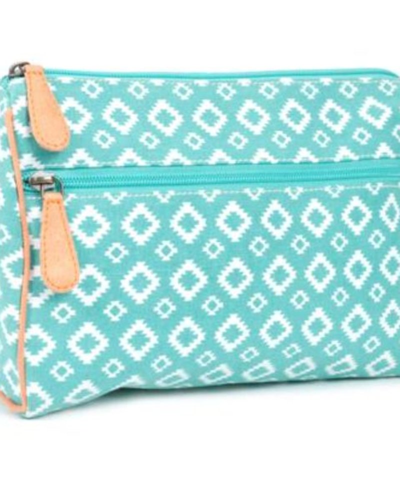 Color Dunes Teal  Aztec Canvas Make-up Bag