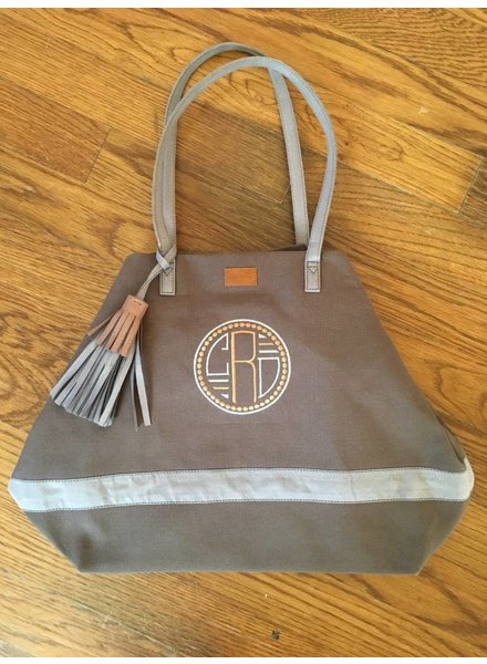 Grey Canvas Lucky Tote w/ tassel