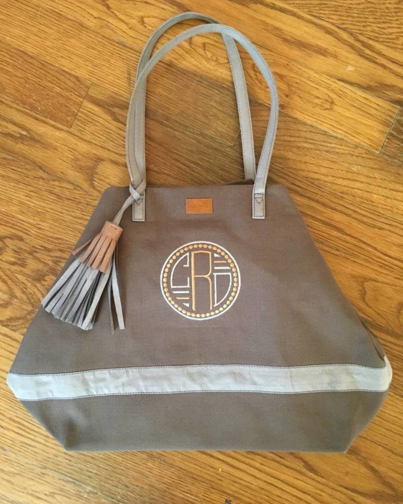 Grey Canvas Lucky Tote w/ tassel