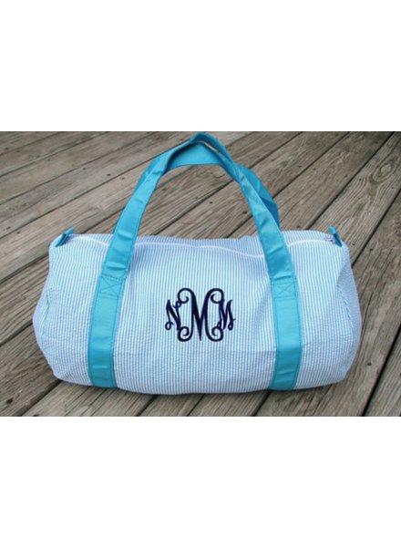 Oh Mint Teal Seersucker Duffle Bag