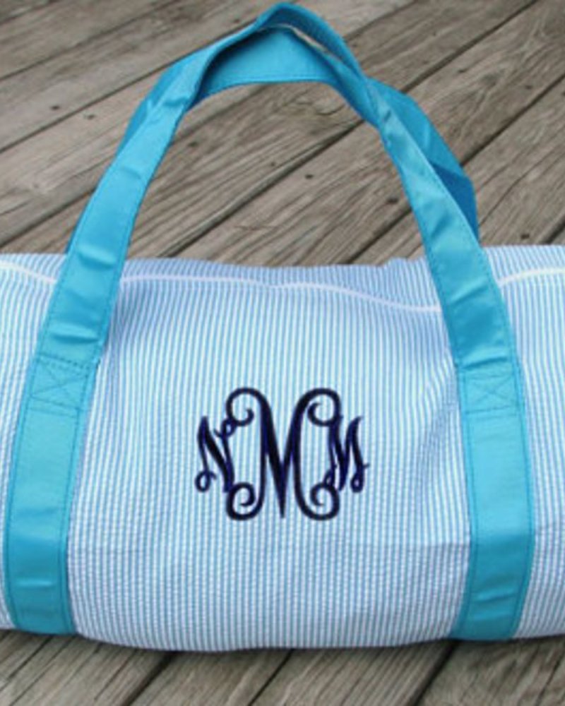 Oh Mint Teal Seersucker Duffle Bag