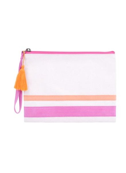 pink and orange make up bag