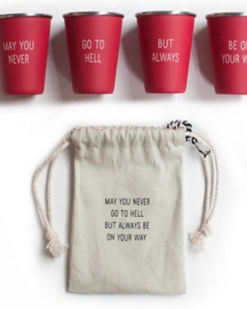 "May you never go to hell" shot glass set