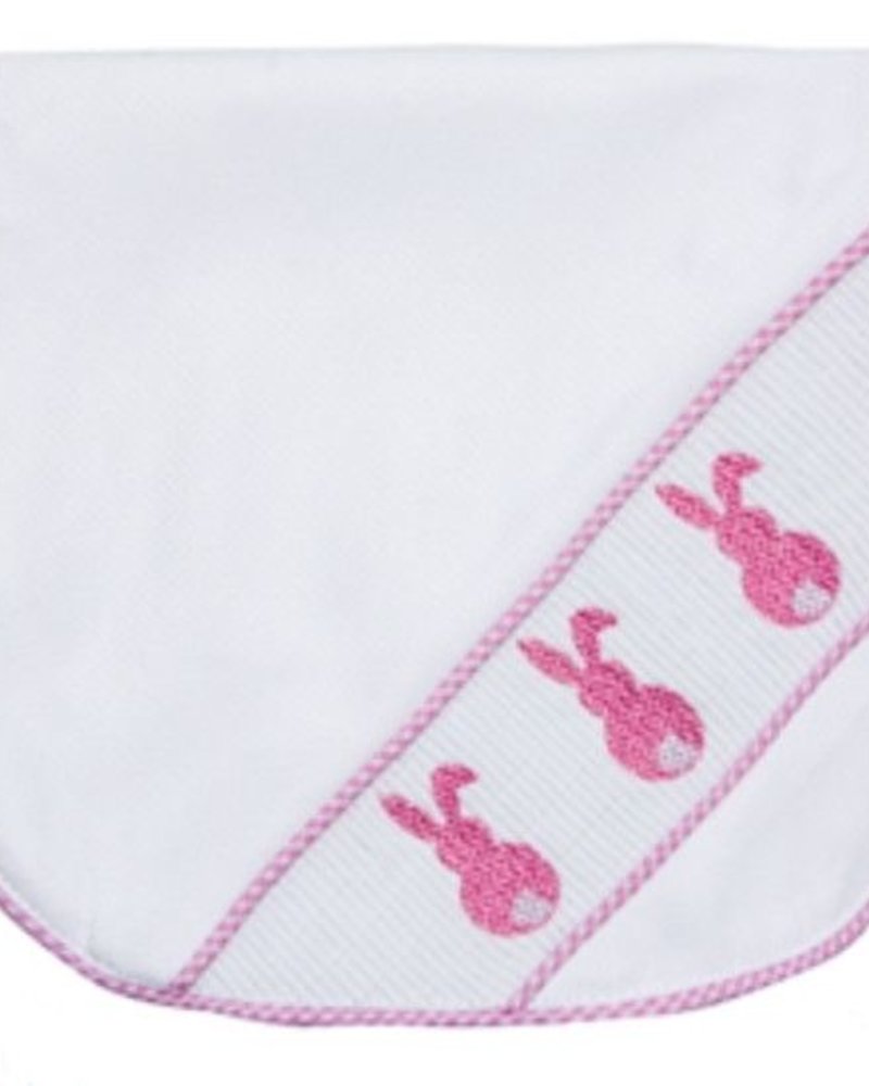 Pink Bunny Smocked Burp Cloth
