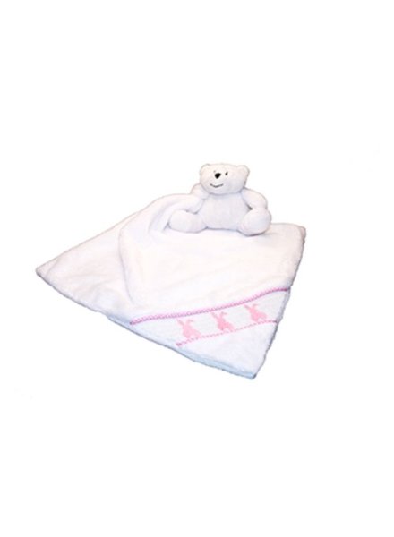 Smocked Bunny Pink Minky Blanket