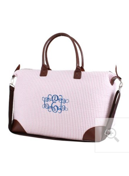 Large Pink Seersucker Duffle