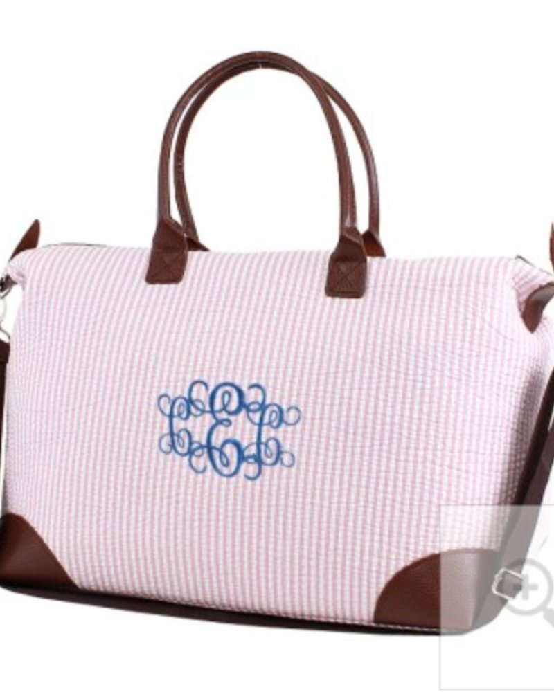 Large Pink Seersucker Duffle