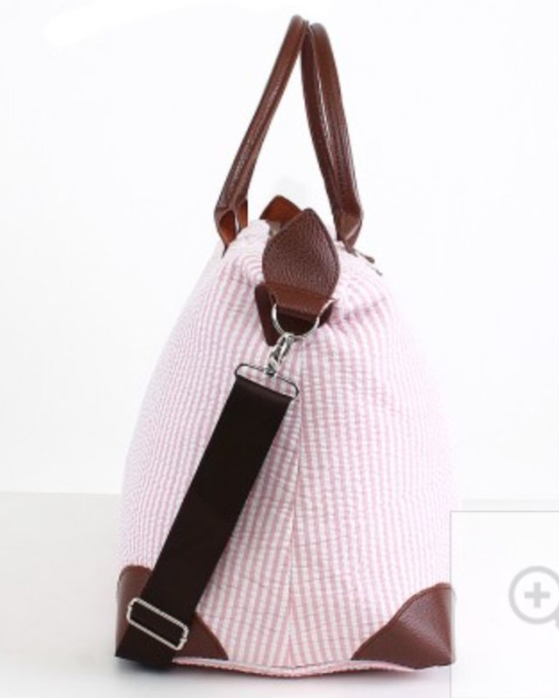 Large Pink Seersucker Duffle